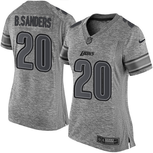Women's Limited Barry Sanders Nike Jersey Gray - #20 Gridiron NFL Detroit Lions